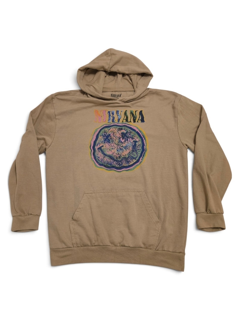 NIRVANA Pullover Hoodie with Smiley Face Graphic